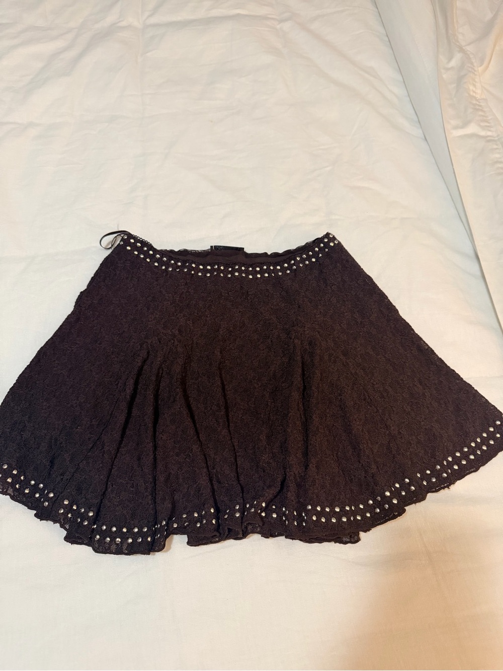 Zara Black Lace Mini Skirt with Stud Embellishment